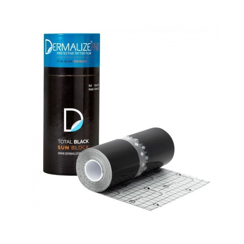 DERMALIZE PRO TOTAL BLACK SUN BLOCK -PROTECTIVE TATTOO FILM - ROLL pellicola curativa (15CM X 10M) STERILE